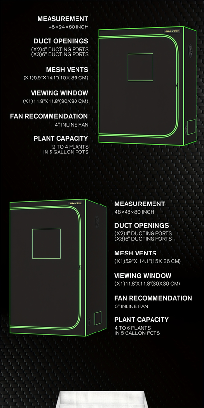 Indoor Grow Tent 1680D Lightproof with Viewing Window, Floor Tray & No-Tool Assembly, Hydroponic Setup for Seedling & Vertical Flowering