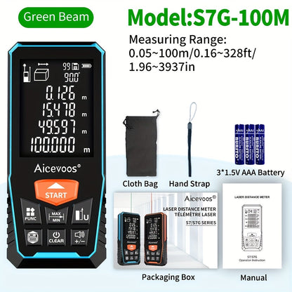 Laser Distance Meter Green Beam Digital Rangefinder 50M 70M 100M 120M Laser Tape Measure for Entryways, Bedrooms and Living Spaces