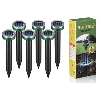 Solar Ultrasonic Pest Repeller Outdoor Rodent Stake for Yard Garden Farm Mole Snake Skunk Dog Device 2/4/6/10 Pack