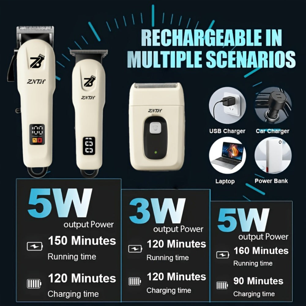 Professional Hair Clipper Kit 9-in-1 Trimmer for Haircut Bald Head Shaving LCD Display for Everyday Face, Beard and Body Grooming