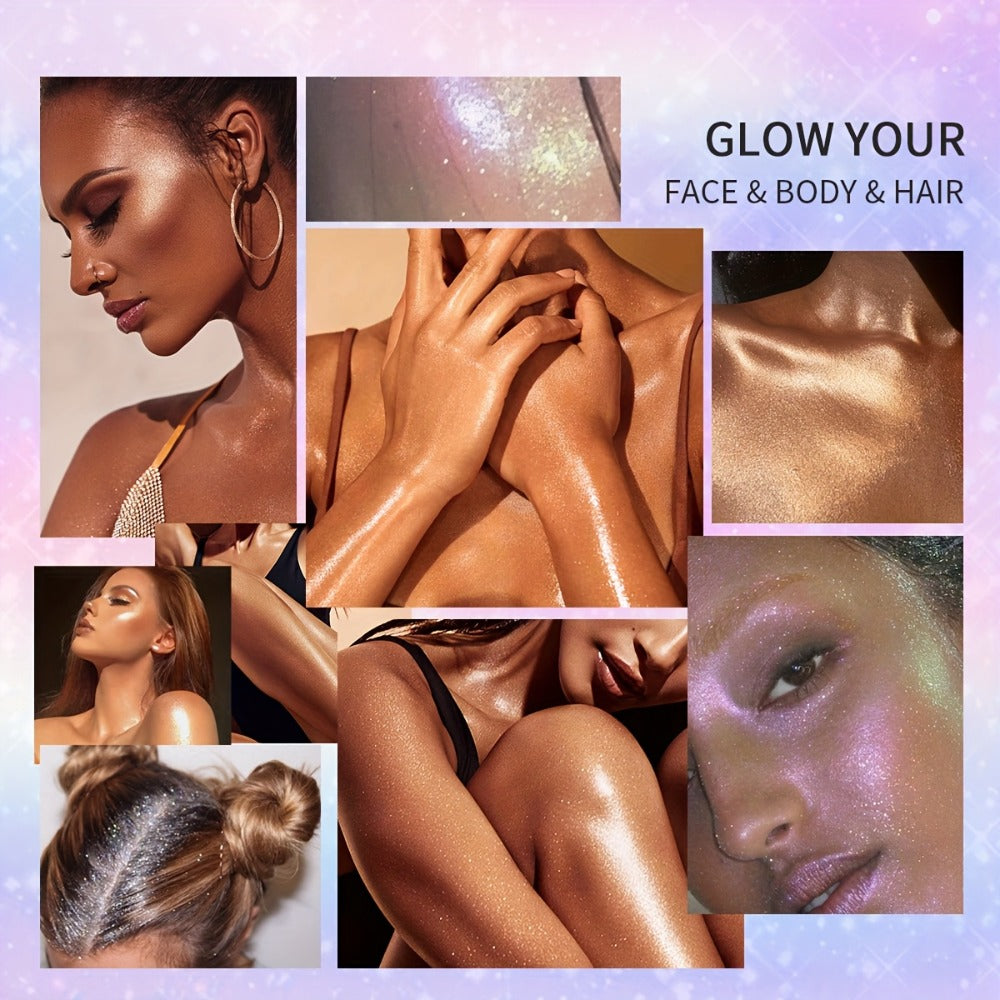 Body Glitter Spray Shimmer Long Lasting Lightweight Non Greasy Luminous Radiant Glow for Body Face Hair Women Festival Party Everyday Wear 4