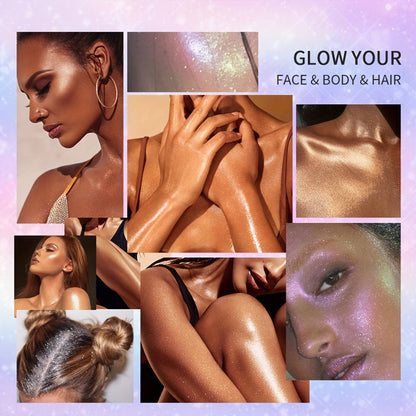 Body Glitter Spray Shimmer Long Lasting Lightweight Non Greasy Luminous Radiant Glow for Body Face Hair Women Festival Party Everyday Wear 4