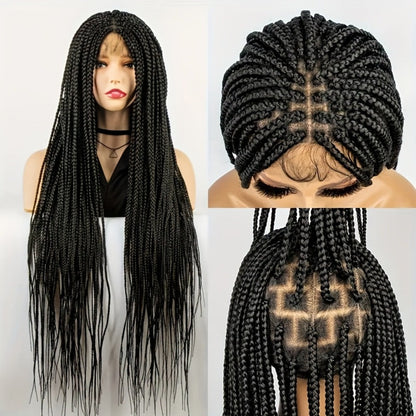 Long Box-Braid Wig with Full Lace Cap in 26- or 38-Inch Lengths and Four Lettered Color Options