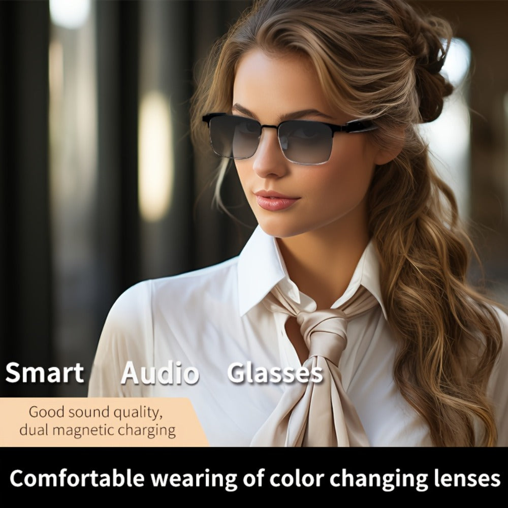 Smart Glasses Photochromic Audio Eyewear with Open-Ear Speaker, Microphone and Metal or Plastic Frames