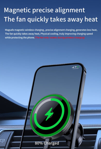 MagSafe Car Wireless Charger for iPhone 12-16 – Magnetic Air Vent Mount with Dual Cooling Fans, Qi1 Fast Charging