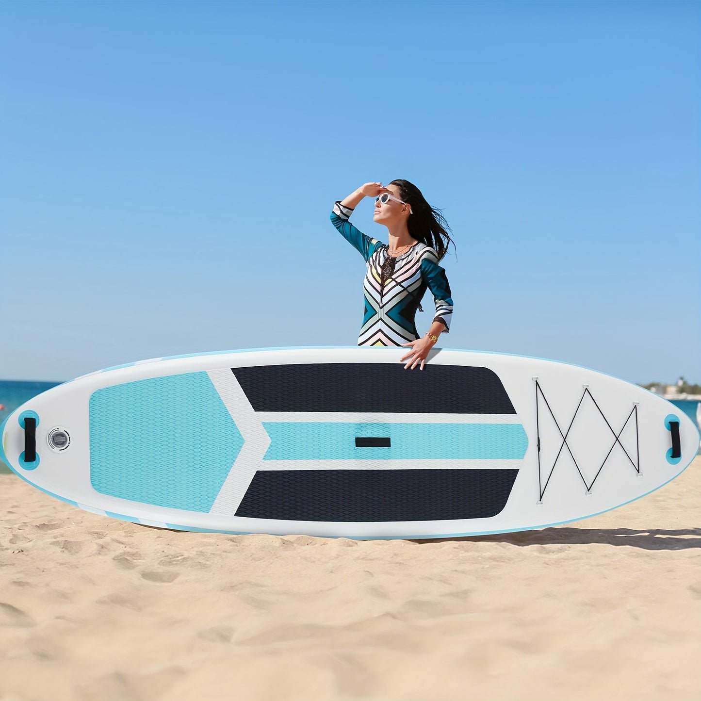 10.5-Foot Inflatable Stand-Up Paddle Board with Wide Non-Slip Deck and Green, Orange or Gray Options