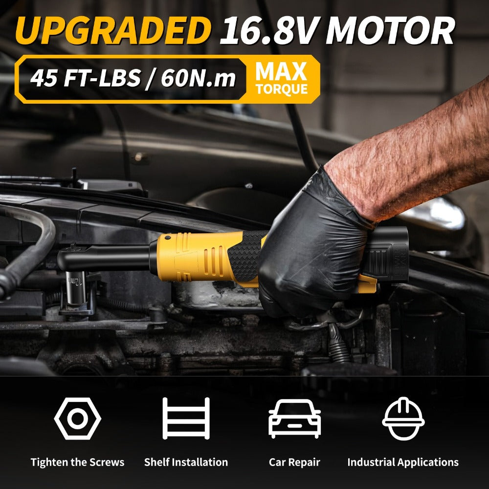 Cordless Electric Ratchet Wrench Set 3/8 inch Variable Speed Trigger Grip 9 Sockets Lithium-Ion for Home, Garage and DIY Projects