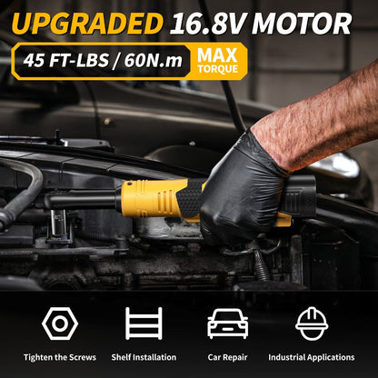Cordless Electric Ratchet Wrench Set 3/8 inch Variable Speed Trigger Grip 9 Sockets Lithium-Ion for Home, Garage and DIY Projects