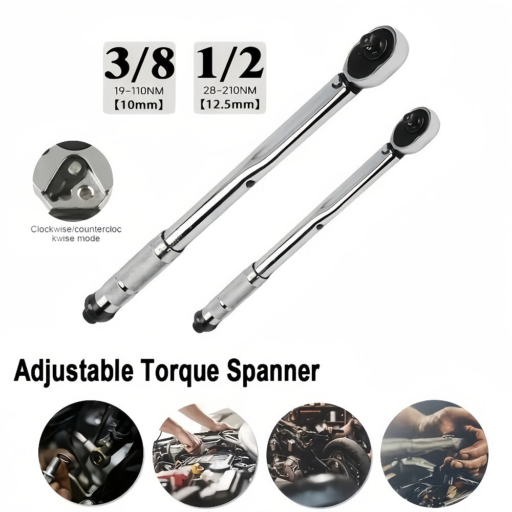 Torque Wrench Adjustable Drive 3/8" & 1/2" – Preset Click Torque Wrench for Automotive, Bike & Bicycle Maintenance
