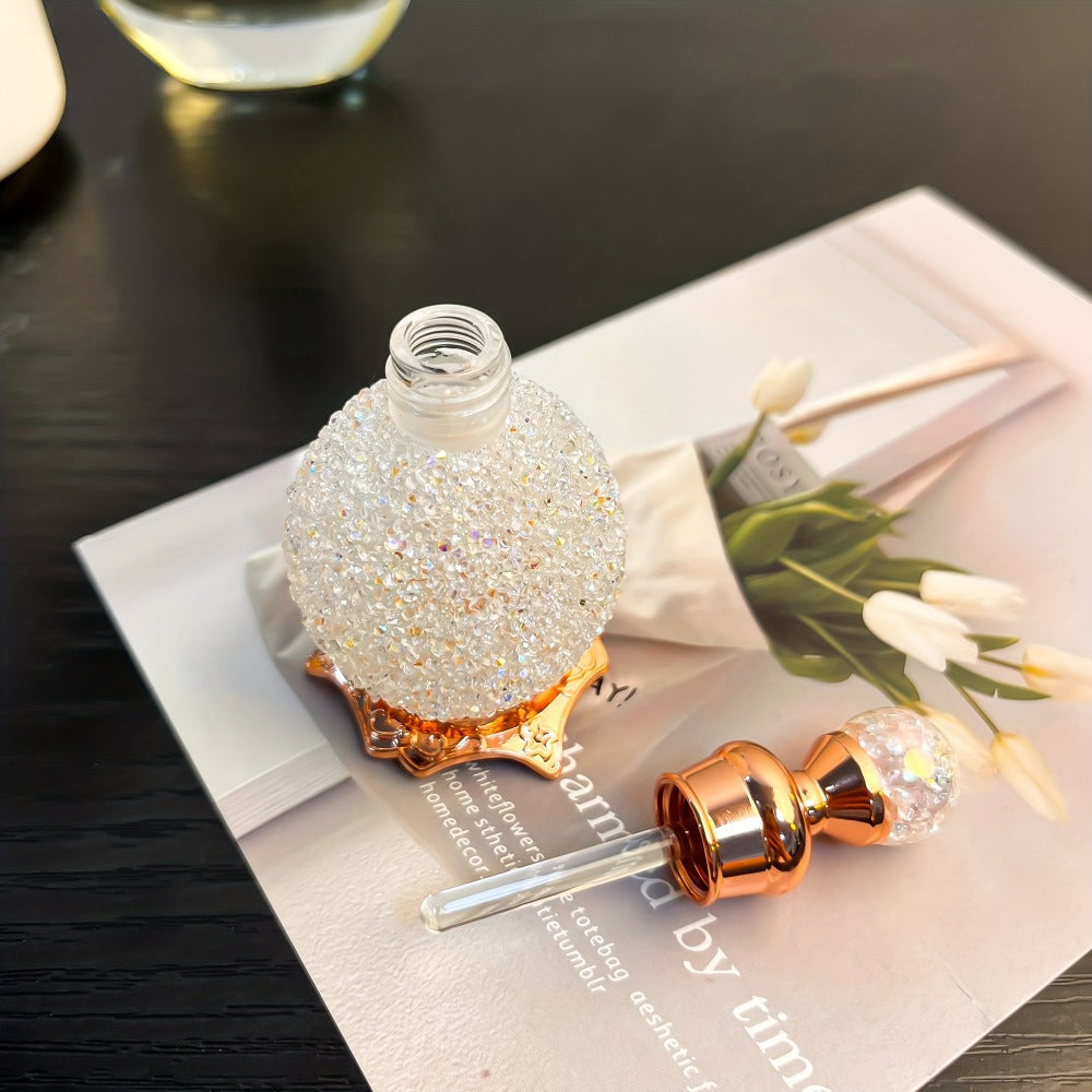 Perfume Bottle Refillable Atomizer 0.51oz, Vintage Imitation Crystal Arabic Style Empty Essential Oil Spray Bottle