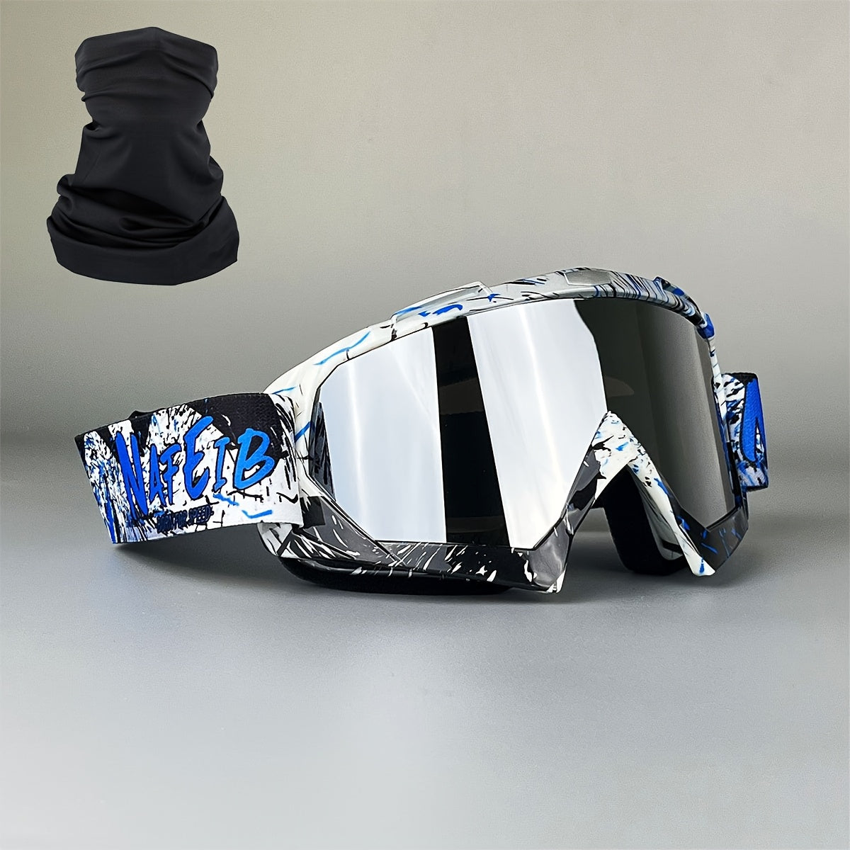 Ski Goggles Set with Black Headband – TPU Frame PC Lens Mirror Coating, Thick Foam Pad, Adjustable Strap, 28+ Color Styles