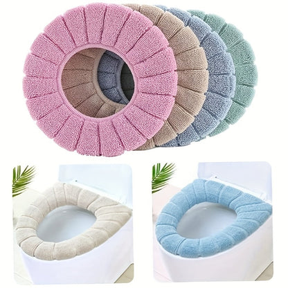 Five-Pack Plush Toilet Seat Ring Covers in Beige, Gray, Green, Blue and Pink, 31cm Outer Diameter