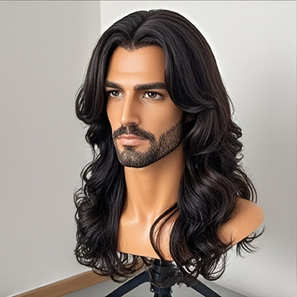 Synthetic Wig 26-Inch Men's Loose Curls with Middle Part in Seven Colors and Cap with Item-Specific Color, Length, Texture and Cap Choices