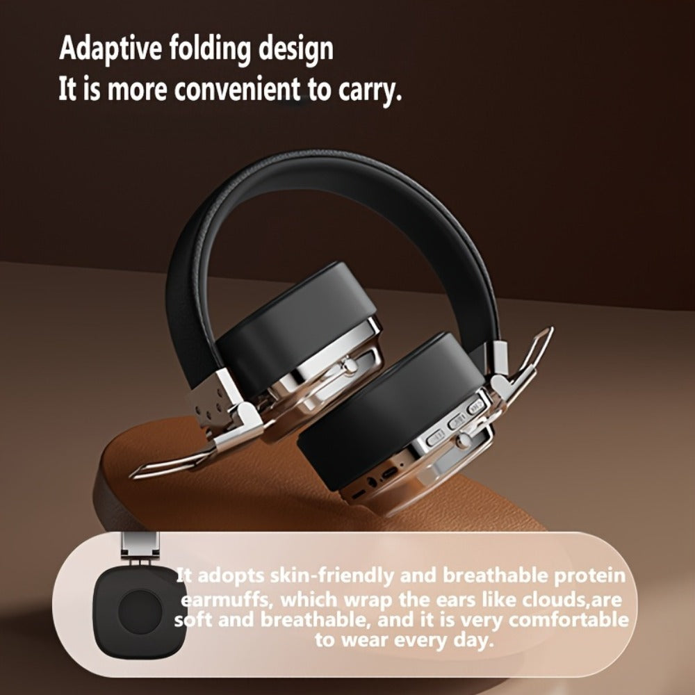 Semi-Open Over-Ear Headphones with Wired and Wireless Modes, Retractable Cable, Type-C Charging and Three Colors