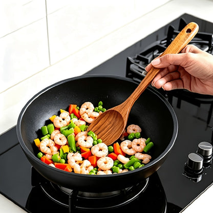 Wooden Kitchen Utensil Set 10 Piece – Nonstick Safe Cooking Spoons, Ergonomic Handle, Heat Resistant Wood Kitchen Tools