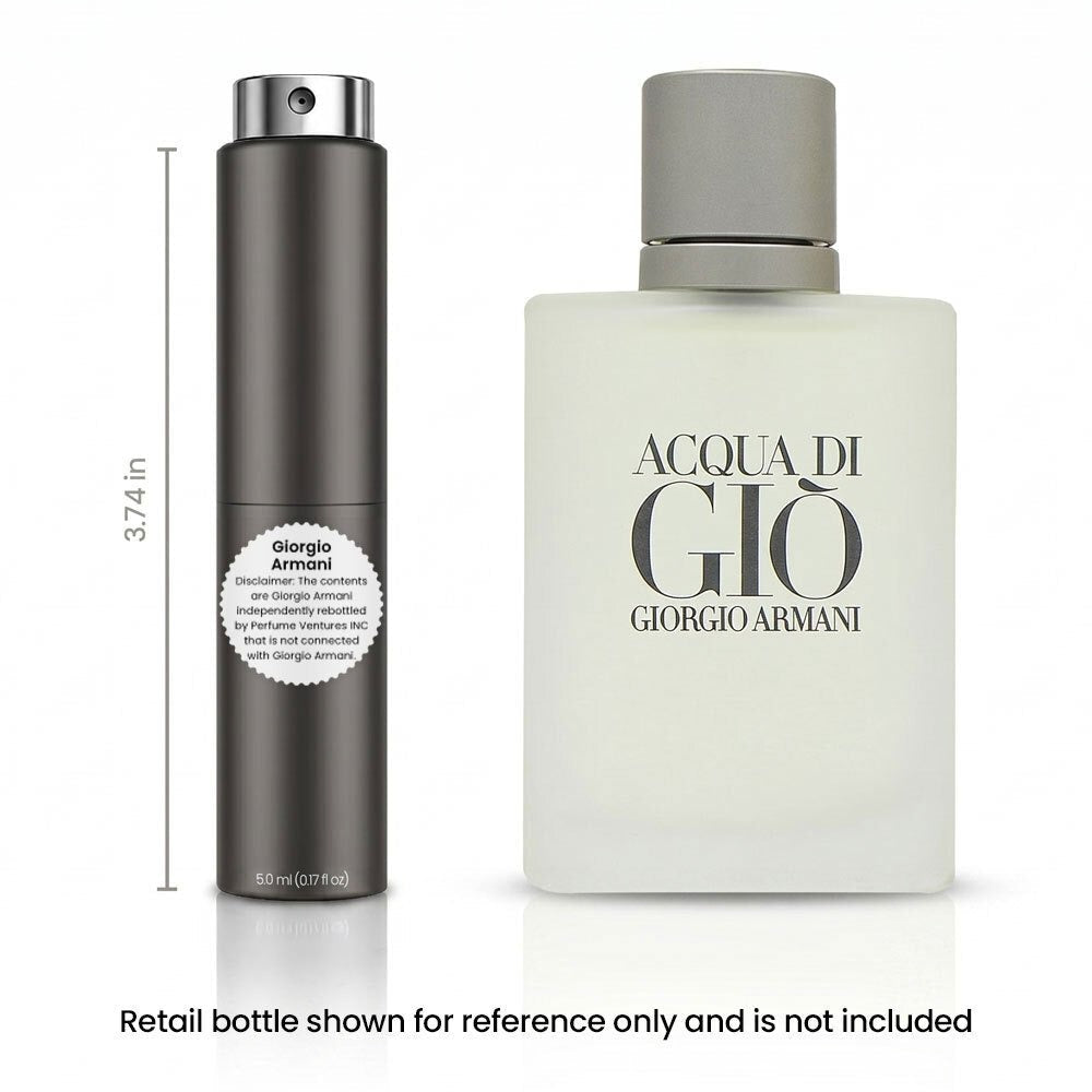 Acqua Di Gio EDT Travel Spray for Men 5ml Portable Atomizer Aquatic Fresh Cologne Bergamot for Bath Time, Home Spa and Personal Care