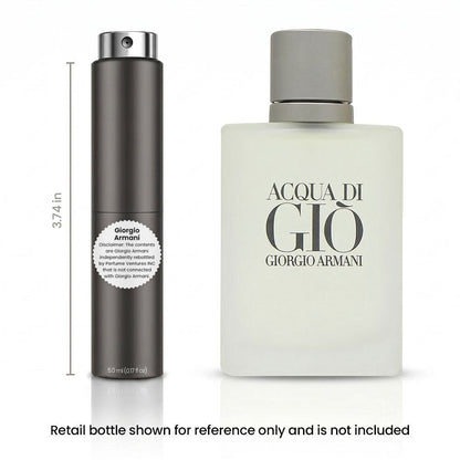 Acqua Di Gio EDT Travel Spray for Men 5ml Portable Atomizer Aquatic Fresh Cologne Bergamot for Bath Time, Home Spa and Personal Care