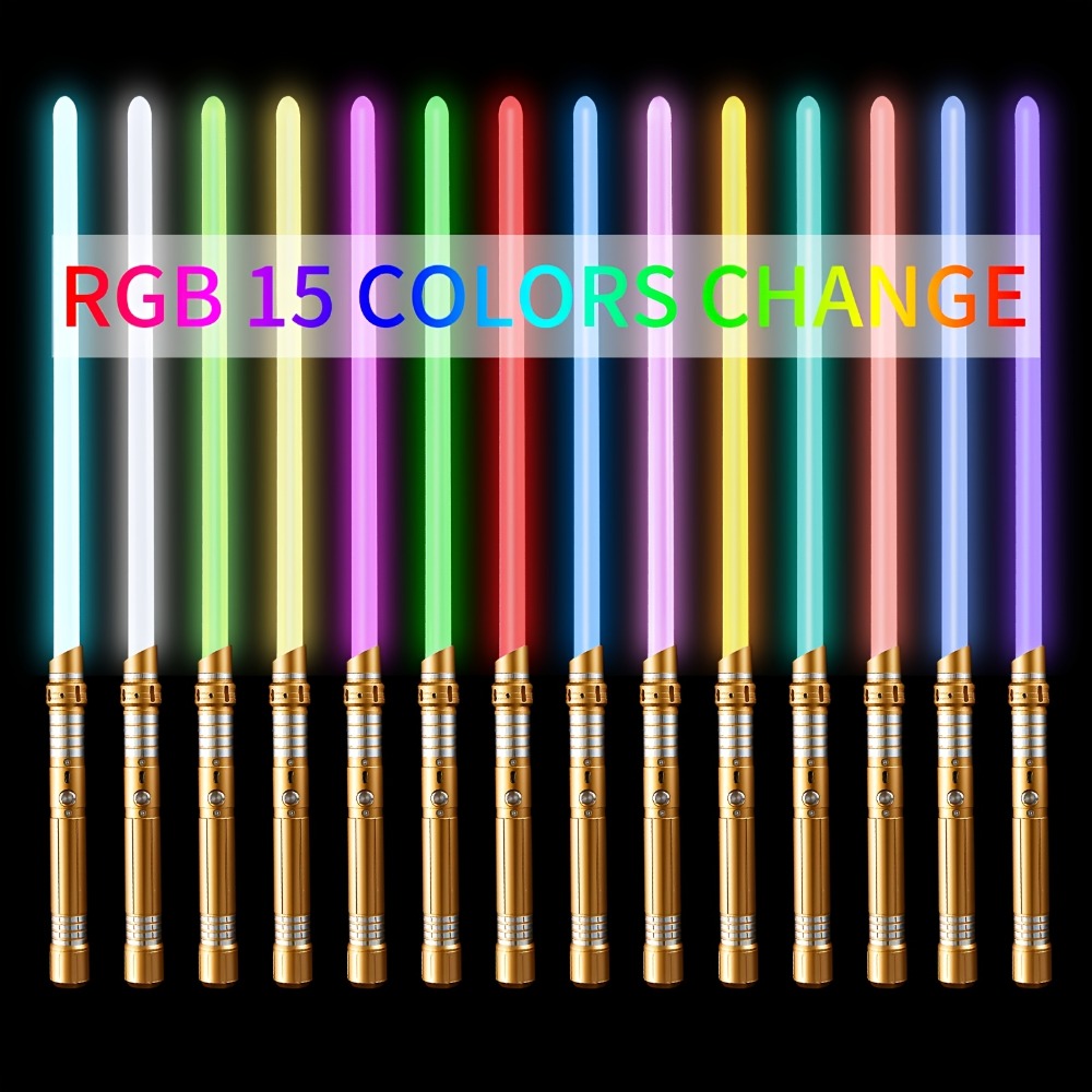 Light Up Saber 15 Colors 2-in-1 Metal Gravity Sensing, Rechargeable Glow Sword with Upgraded LED