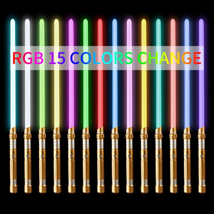 Light Up Saber 15 Colors 2-in-1 Metal Gravity Sensing, Rechargeable Glow Sword with Upgraded LED