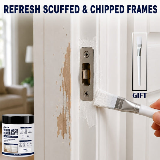 Wood Filler Paste - White Trim for Door Frames, Window Frames, Baseboards & Cabinets - Covers Scratches