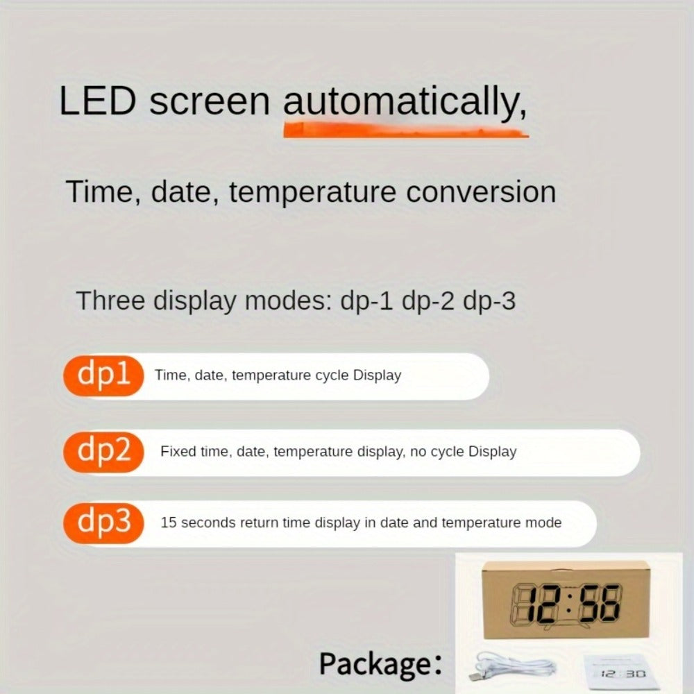 3D LED Digital Alarm Clock Colorful Night Light Home Decor Bedroom Desk Clock USB Powered for Entryways, Bedrooms and Living Spaces