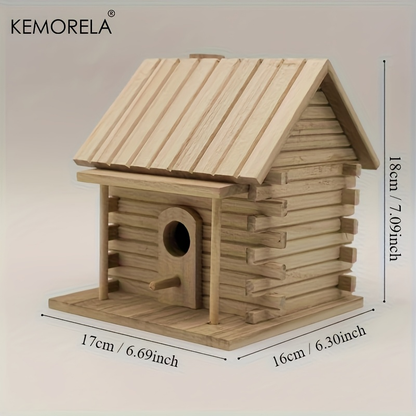 Wooden Bird Nest Breeding Box for Parrots & Small Birds – Hanging Outdoor Cage Accessory, Natural Solid Wood Birdhouse