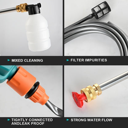 Car Pressure Washer with 500 PSI Listing, 6-in-1 Spray Nozzle, 5m Hose and One or Two Batteries