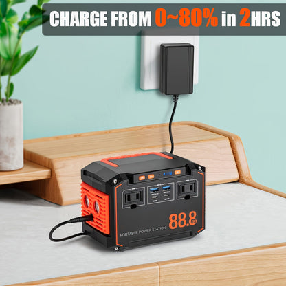 Portable Power Station 88.8Wh or 111Wh with AC, USB-C, USB-A and Optional 30W Solar Panel for Camping