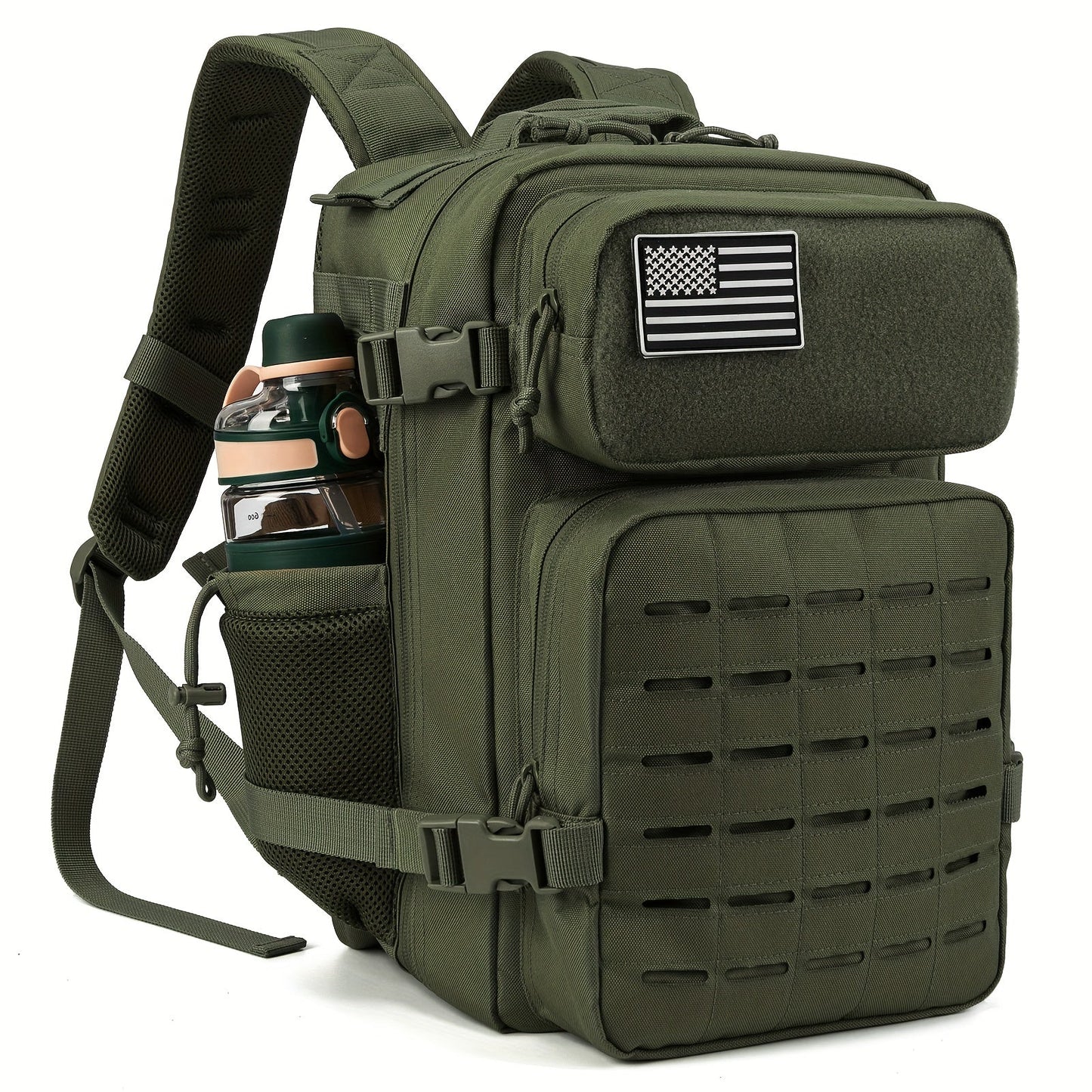 25L Tactical Laptop Backpack with Dual Side Bottle Pockets and Nine Color or Pattern Options