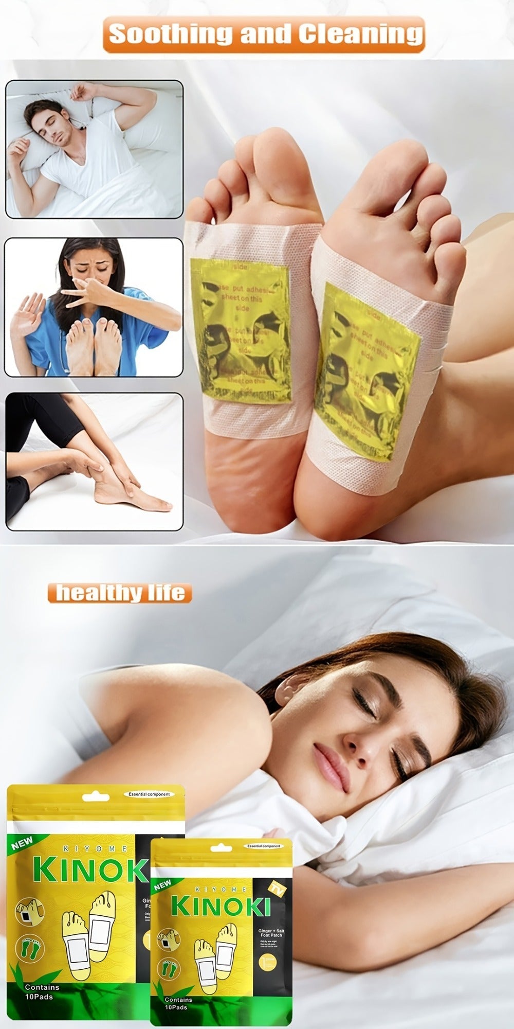 Foot Detox Pads 30 Pack Bamboo Vinegar Ginger Powder Natural Plant Ingredient Deep Cleansing Moisturizing Patches