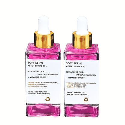 Strawberry Vanilla Beard and After Shave Oil, Two 1.35oz Bottles with Glycerin for Face and Mustache Care