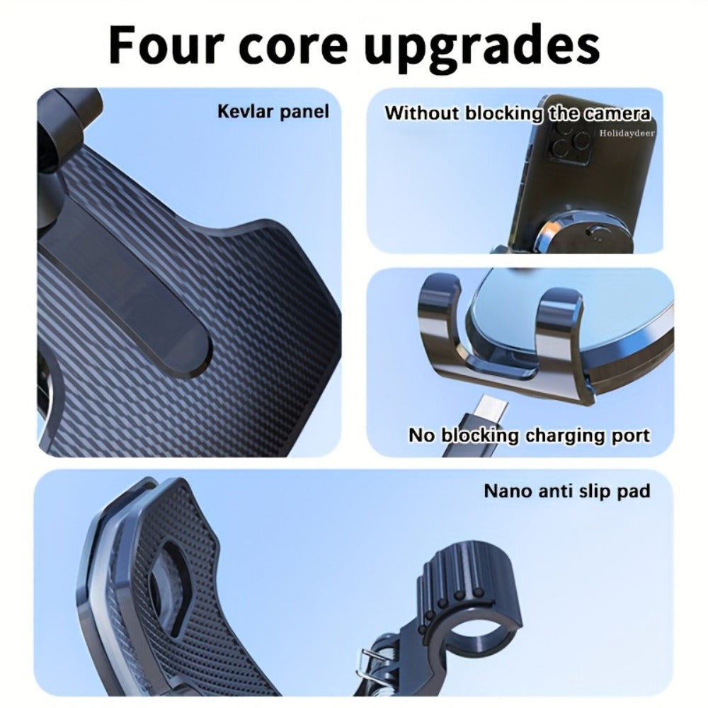 Deep Gray Dashboard-Edge Car Phone Holder with 360-Degree Joint and Triangular Support Clip