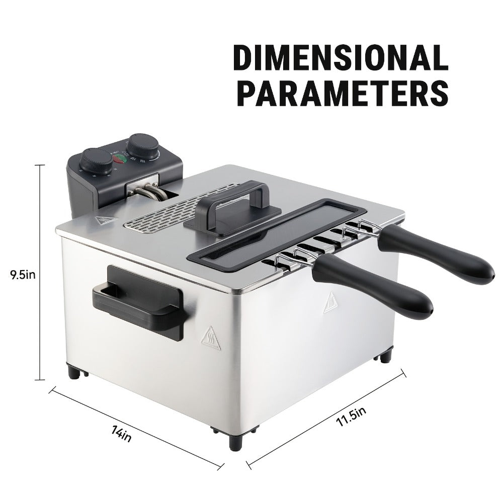 Electric Deep Fryer 1700W, Large Deep Fryer with Adjustable Time & Temperature Control, Stainless Steel Frying Basket