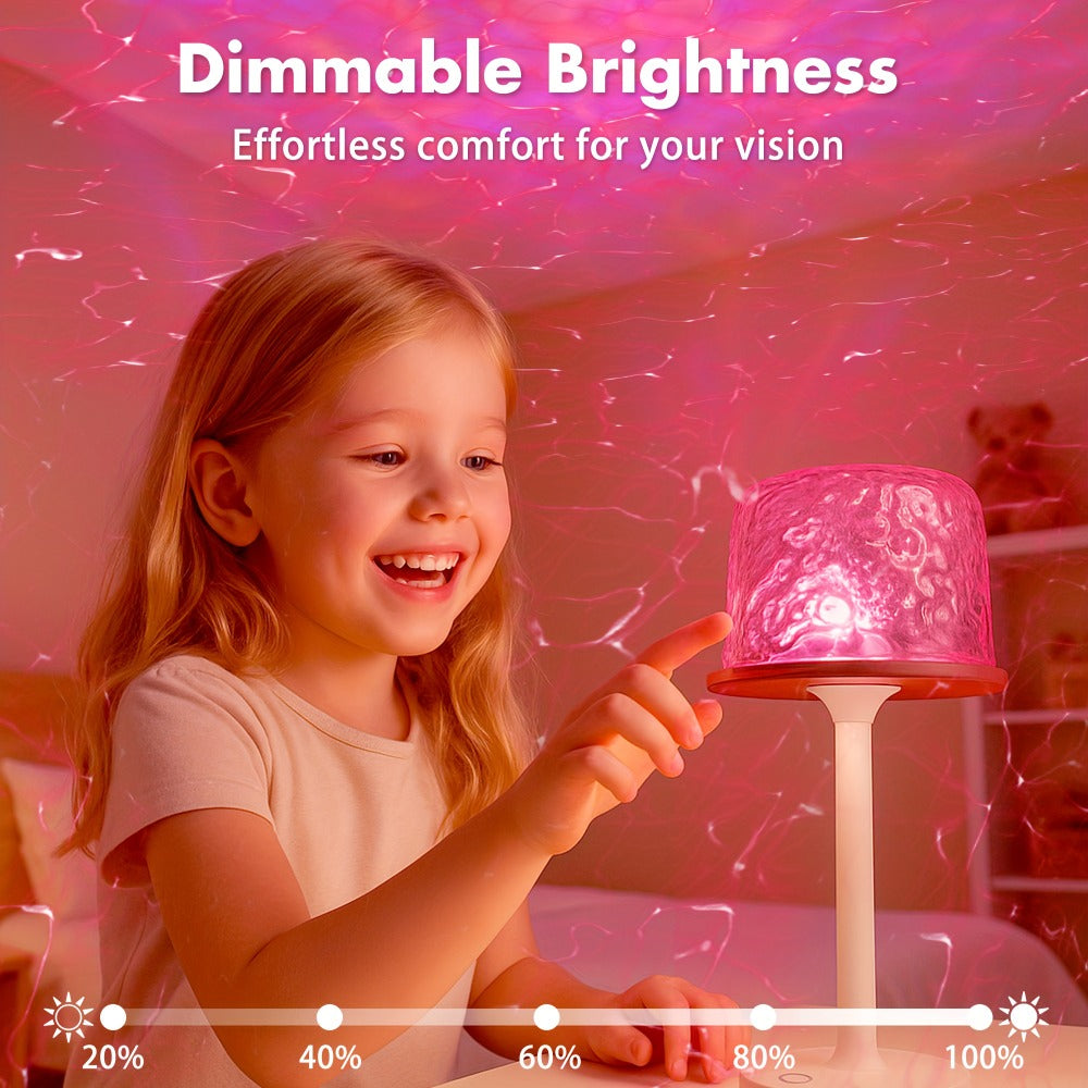 Ocean Wave LED Projector Lamp, 16 Color Rechargeable Cordless Night Light with Remote, Water Ripple Atmosphere Lamp for Bathroom Bedroom