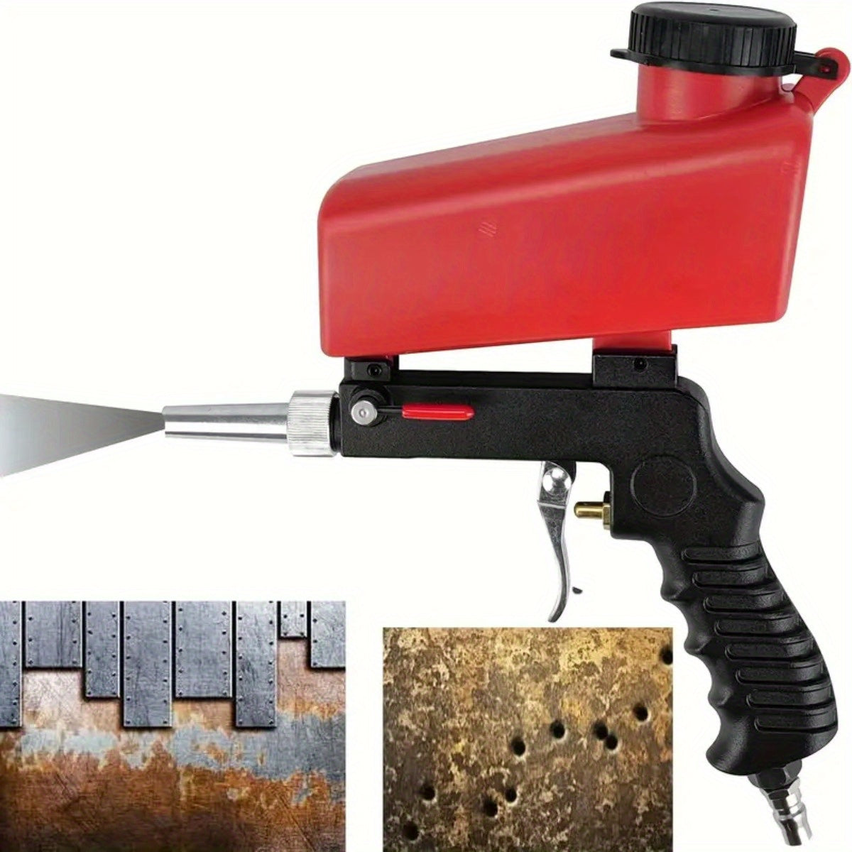 Sandblasting Gun Pneumatic 90 PSI Adjustable, Portable Gravity Air Sand Blaster for Rust Removal