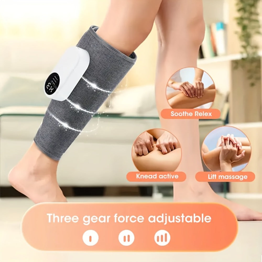 Air Compression Leg Massager, Cordless Calf & Foot Massager with 3 Intensity Levels for Legs, Thighs