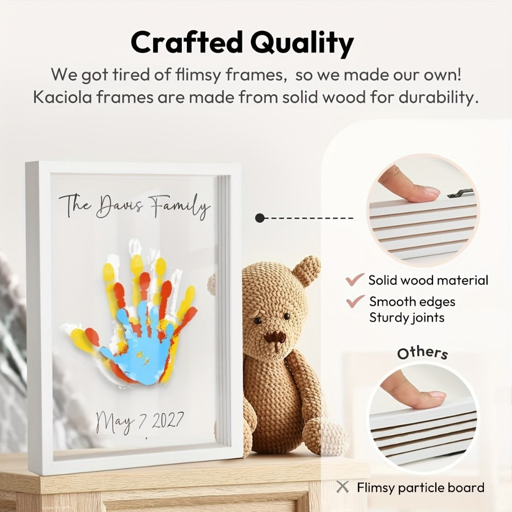 Handprint Kit for Family - DIY Wooden Keepsake Frame with Paint, Baby Hand & Footprint Craft Set