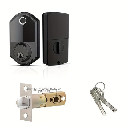 Smart Door Lock Deadbolt with Fingerprint PIN Key and Card or Cardless Black Silver Configurations
