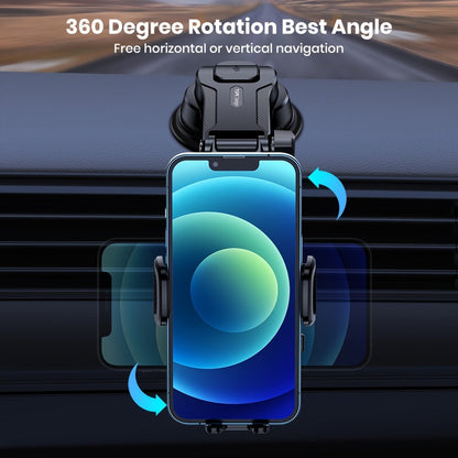 Dashboard Phone Mount with Adhesive Base, Adjustable Multi-Joint Arm and Black Spring-Grip Cradle