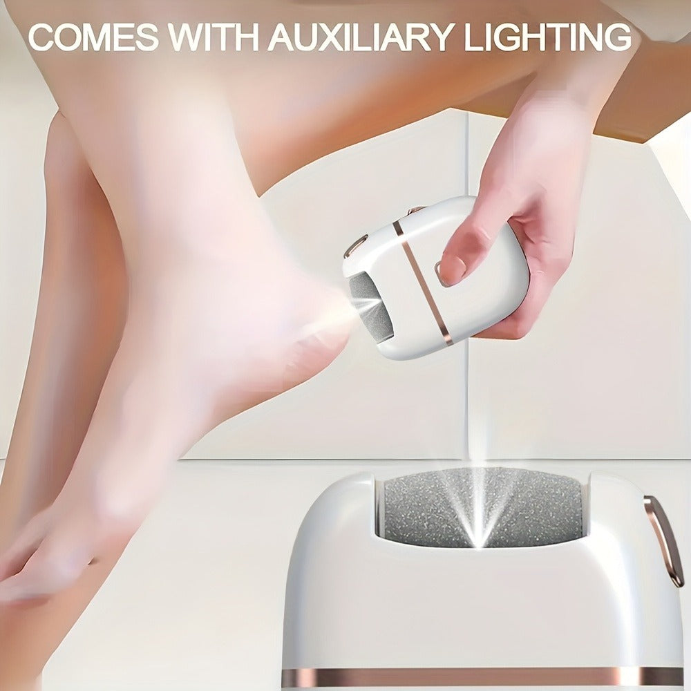Callus Remover for Feet Electric Rechargeable Foot Grinder with 3 Grinding Heads & 2 Speed Settings – USB Portable Pedicure Tool for Cracked