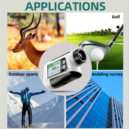 Laser Rangefinder 1000m for Golf & Hunting – Slope Compensation, Flag Lock Vibration, 6x Magnification, USB Rechargeable