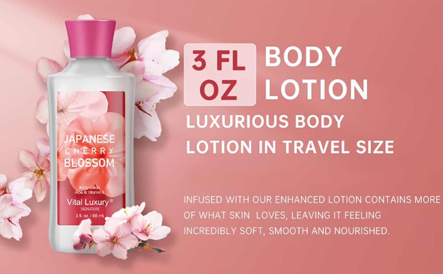 Bath Body Care Gift Set Shower Gel Body Lotion Body Mist Aloe Vera Vitamin E Glycerin Deep Moisturizing Fragrance Set for Women Cherry