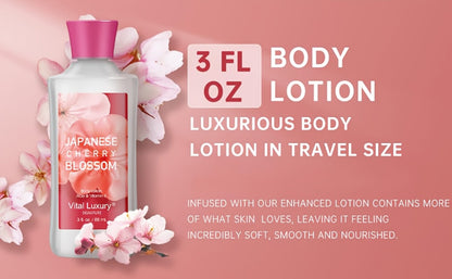 Bath Body Care Gift Set Shower Gel Body Lotion Body Mist Aloe Vera Vitamin E Glycerin Deep Moisturizing Fragrance Set for Women Cherry