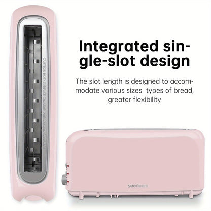 Slim Toaster 2-Slice – SEEDEEM 6-Setting Shade Control, Cancel, Reheat & Defrost, Removable Crumb Tray, 750W Compact Fits-Anywhere Design