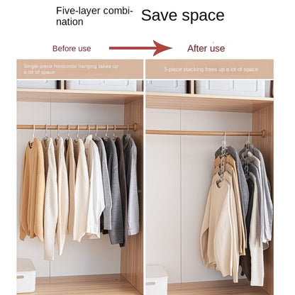 Space Saving Hangers 5-in-1 Multi-Layer Metal Closet Organizer | Heavy Duty Non-Slip Foam Pads | 2 Pack Clothes Hanger for Coats Sweaters