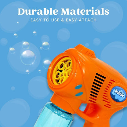 3-Pack Bubble Gun Blower with 3 Pre-Loaded Solution Refills, Hand-Powered, Color-Changing Bubbles