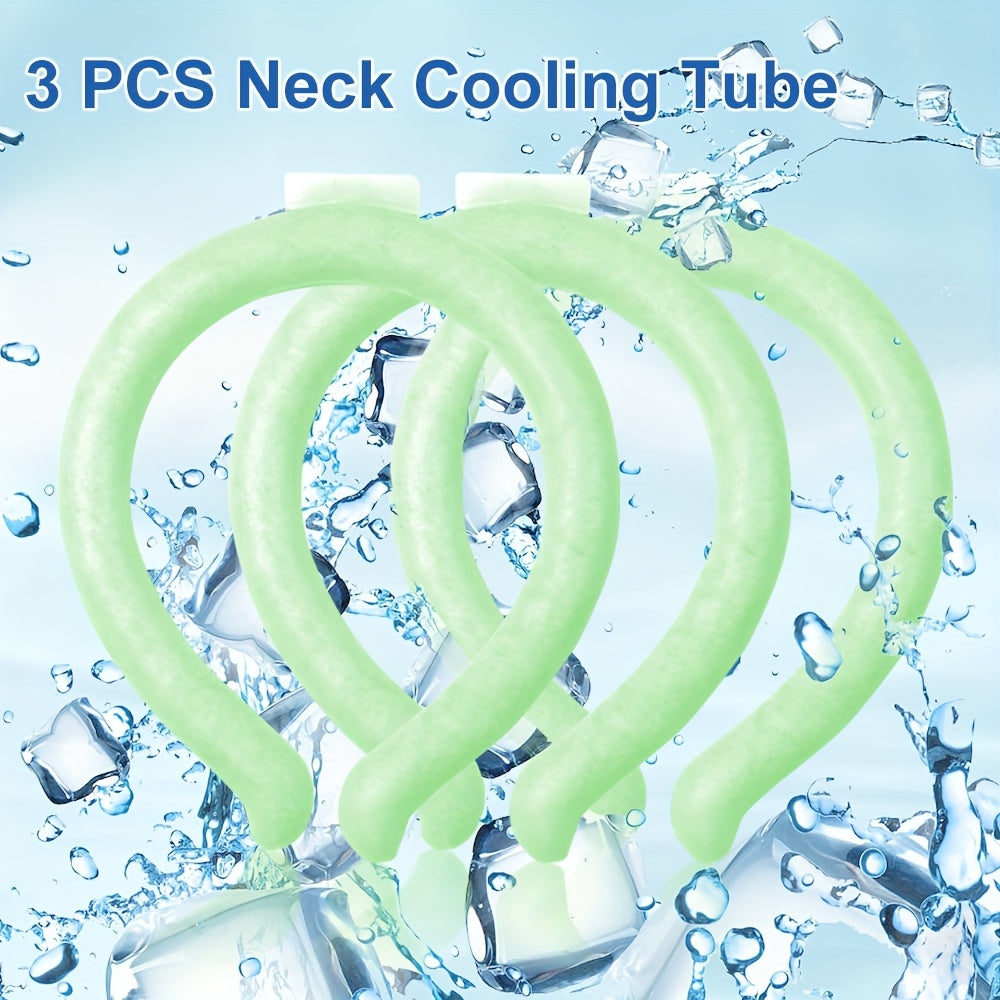 Cooling Neck Ring 3-Pack – Wearable Ice Gel Tube Wrap for Hot Weather, Outdoor Sports, Heat Relief & Hot Flashes, Freezes at 28°C