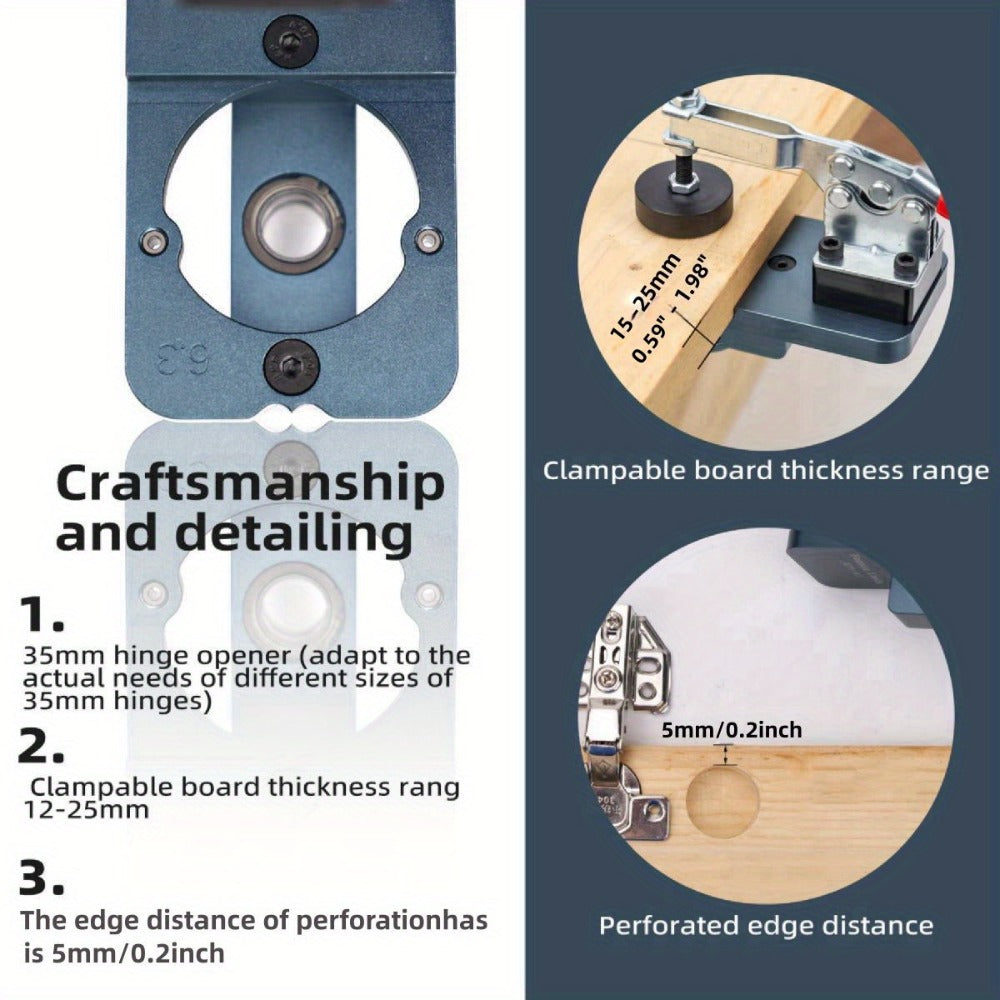 35mm Hinge Drilling Jig Kit Aluminum Alloy Cabinet Door Hinge Hole Opener Template Puncher Locator for Woodworking Door Cabinet Wardrobe