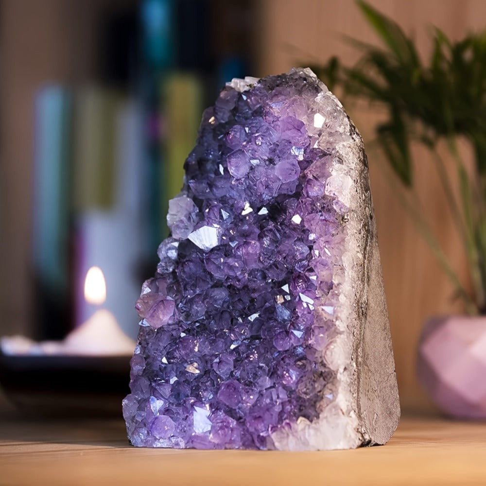 Amethyst Crystal Cave Cluster Natural Uruguayan Polished Edges Geode Home Office Decor Meditation Healing Crystal Birthday Holiday Hanukkah