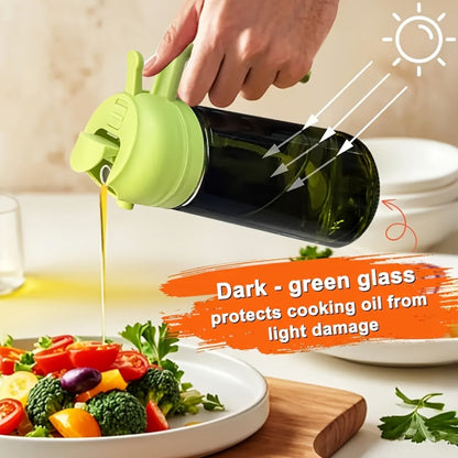 Glass Olive Oil Dispenser Bottle 2pcs 2-in-1 Oil Dropper and Cooking Sprayer with Flip Cap for Grilling, Camping and Outdoor Meals